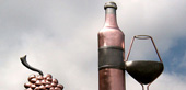 Wine Bottle, Glass and Grapes